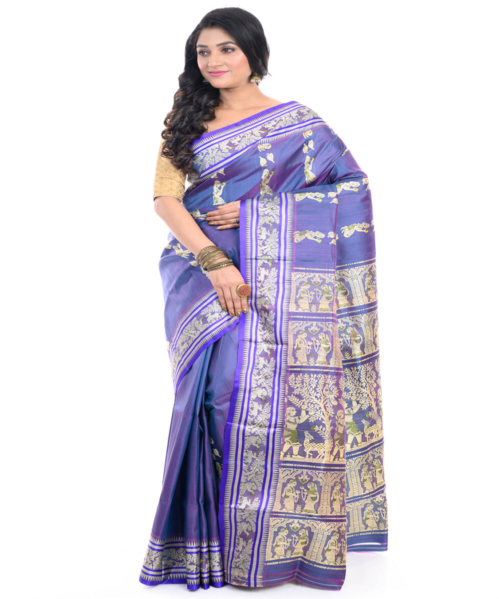 Blue baluchari handwoven silk saree