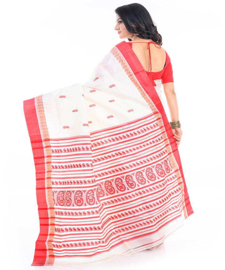 Offwhite red handwoven garad silk saree
