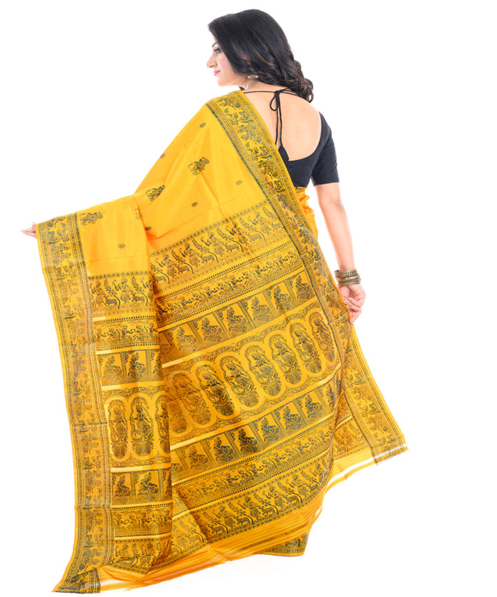 Yellow handwoven baluchari silk saree