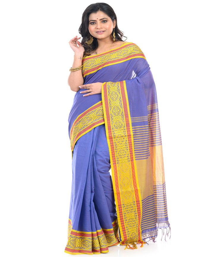 Lavender handwoven cotton shantipuri saree