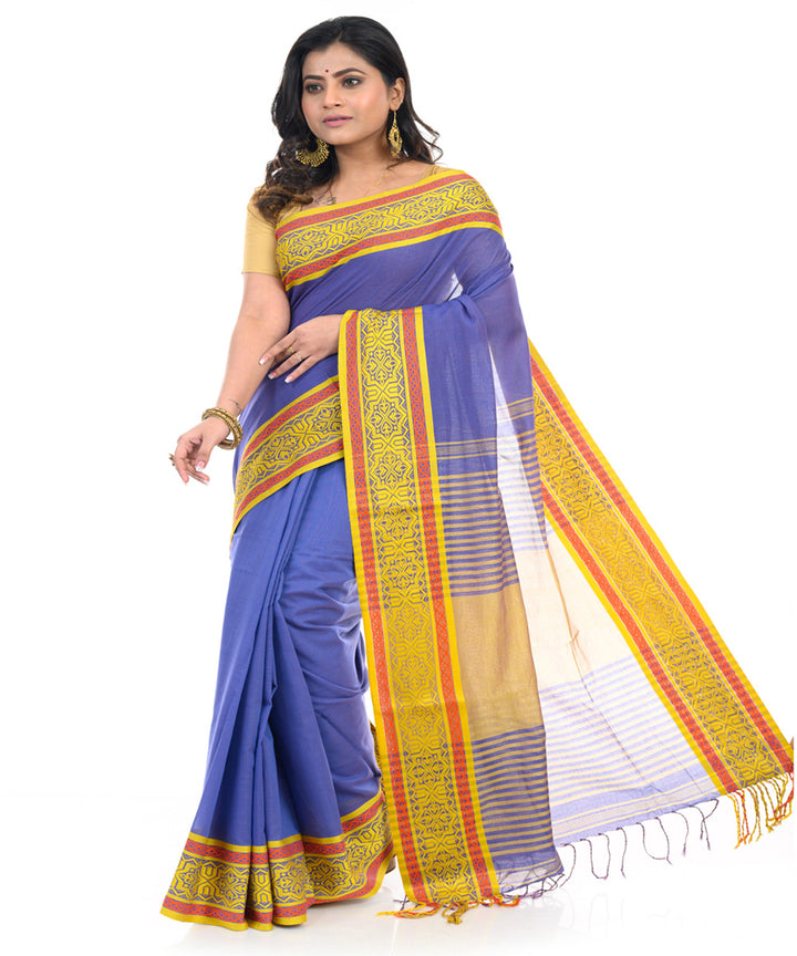 Lavender handwoven cotton shantipuri saree