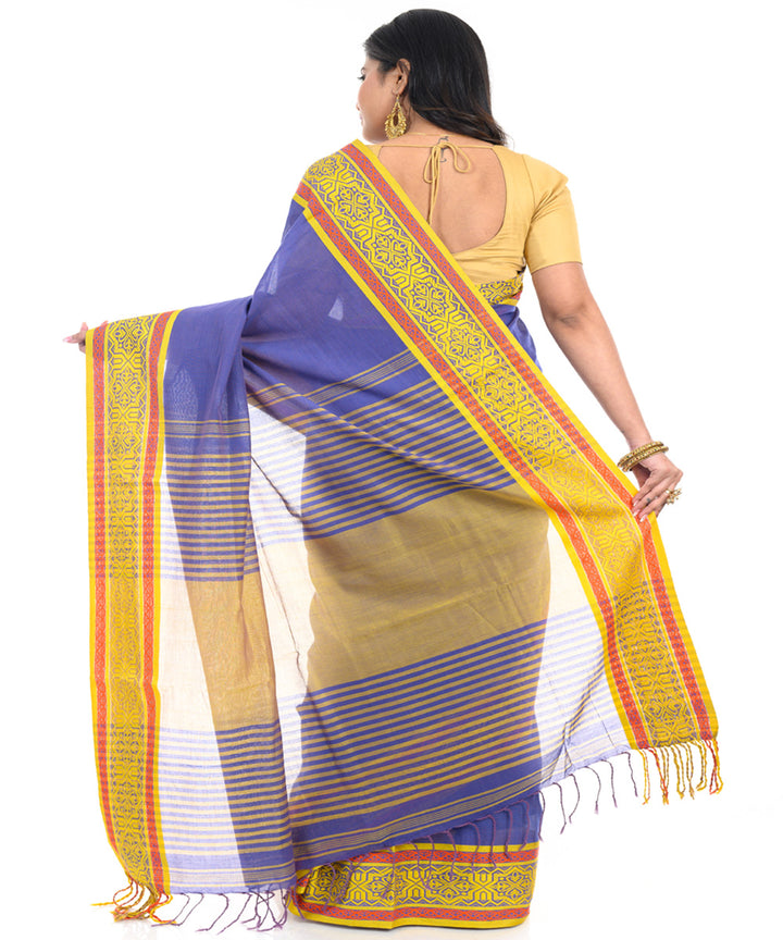 Lavender handwoven cotton shantipuri saree