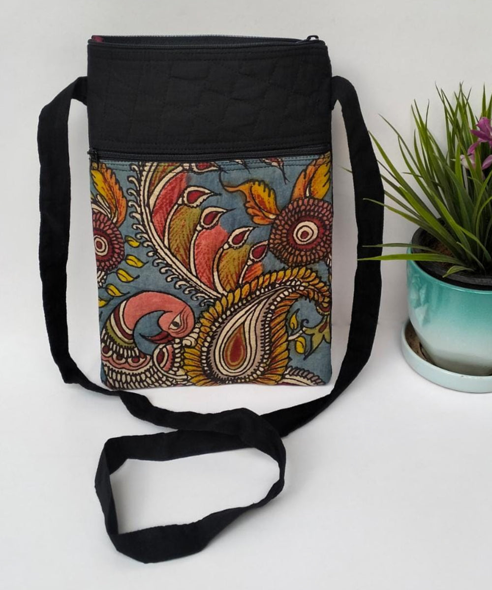 Maroon - Handpainted Kalamkari Natural Dyed Ghicha Silk Sling Bag main image 1
