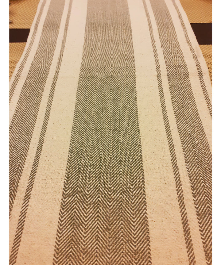 Green white handloom cotton striped table runner