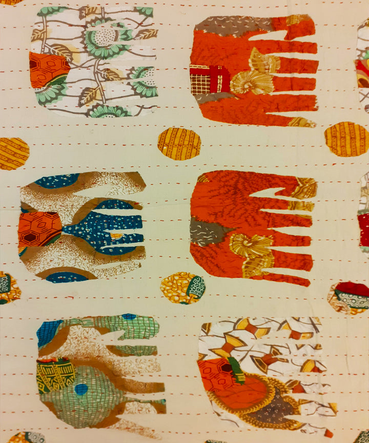 Applique and kantha work double layered cotton bedcover (Double Bed)