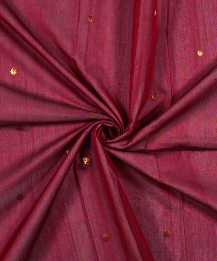 Maroon handwoven cotton silk chanderi fabric