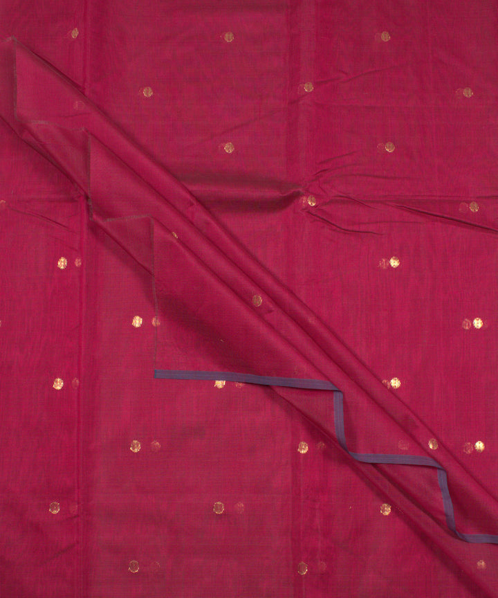 Maroon handwoven cotton silk chanderi fabric