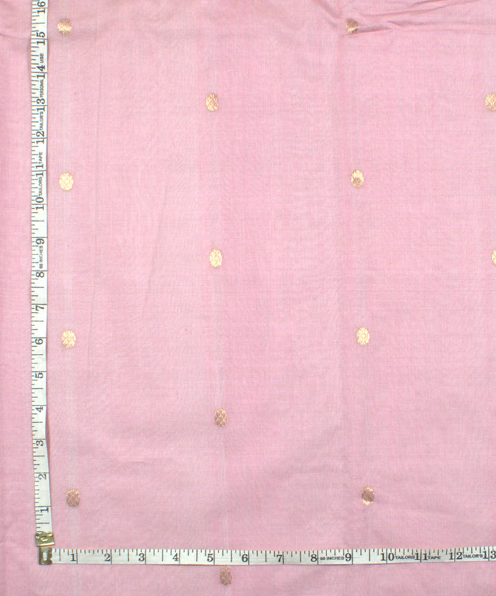 Light peach handwoven cotton silk chanderi fabric