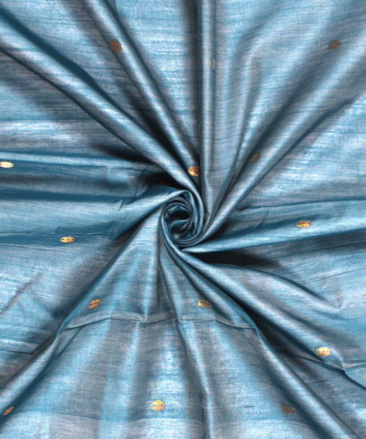 Blue handloom cotton silk chanderi fabric