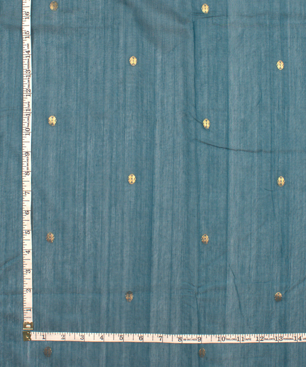 Blue handloom cotton silk chanderi fabric