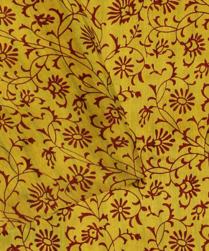 Maroon black cotton silk handloom hand block printed chanderi saree