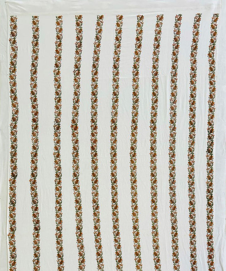 Brown white hand block printed cotton curtain