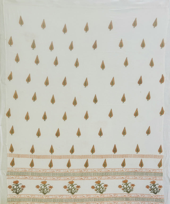 Maroon white hand block printed cotton curtain