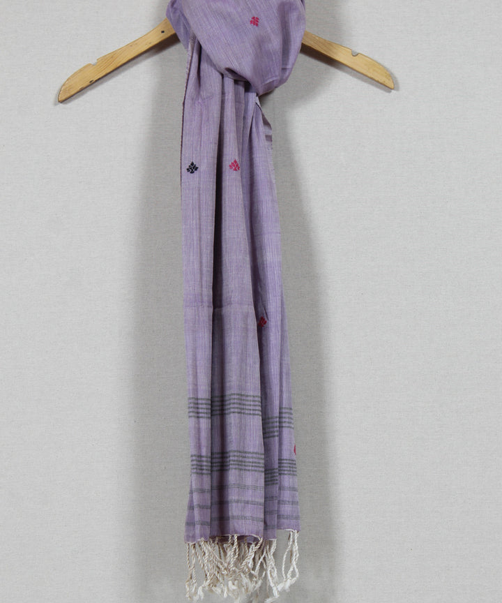 Purple multicolour buti handloom cotton assam stole