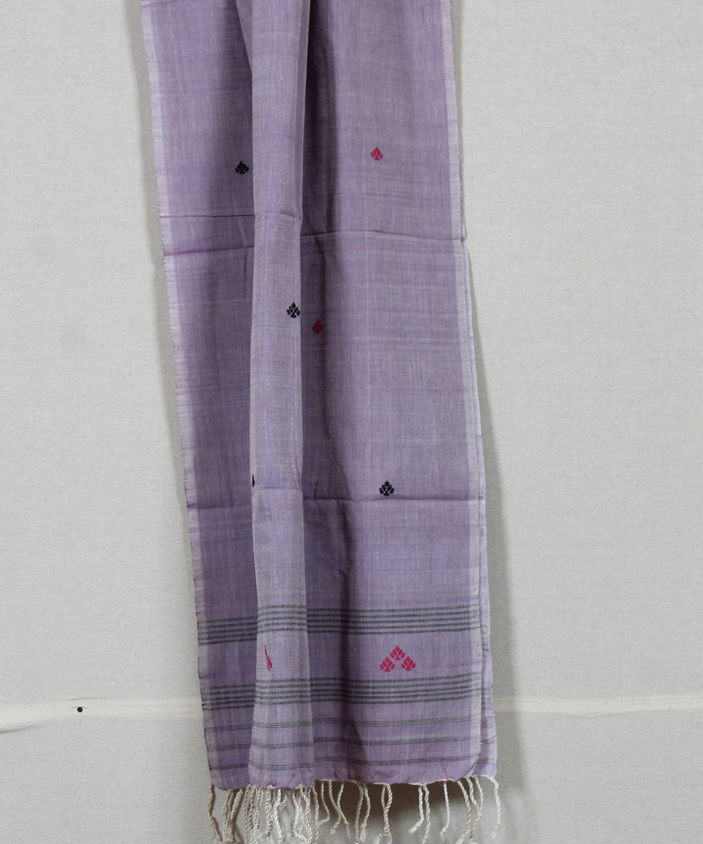 Purple multicolour buti handloom cotton assam stole