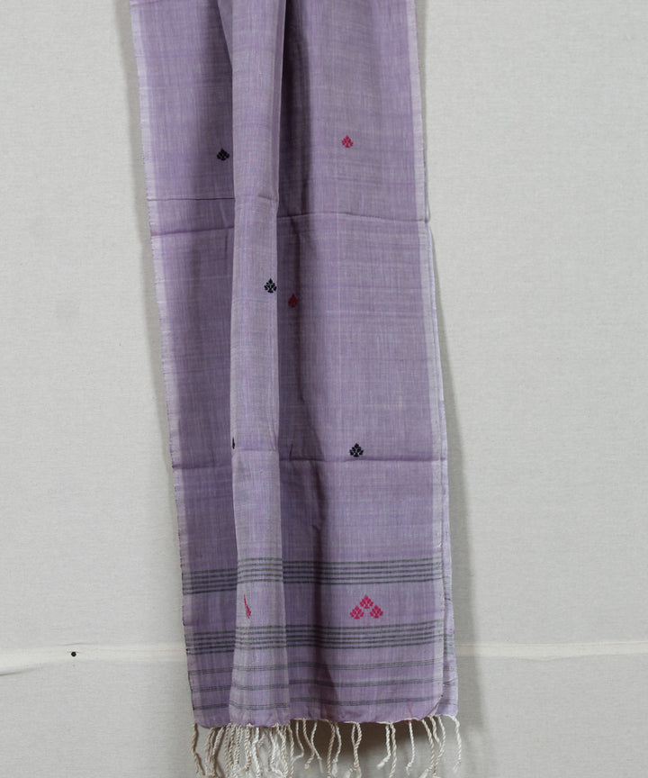Purple multicolour buti handloom cotton assam stole