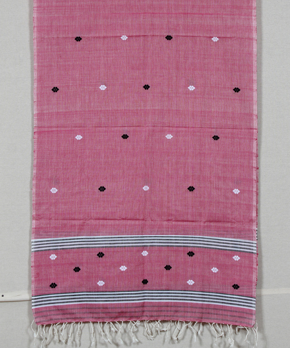 Pink multicolour buti handloom cotton assam stole