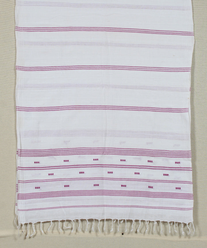 White pink striped handloom cotton assam stole