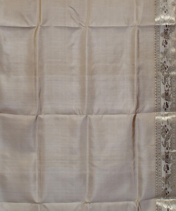 Beige handwoven silk meenakari baluchari saree