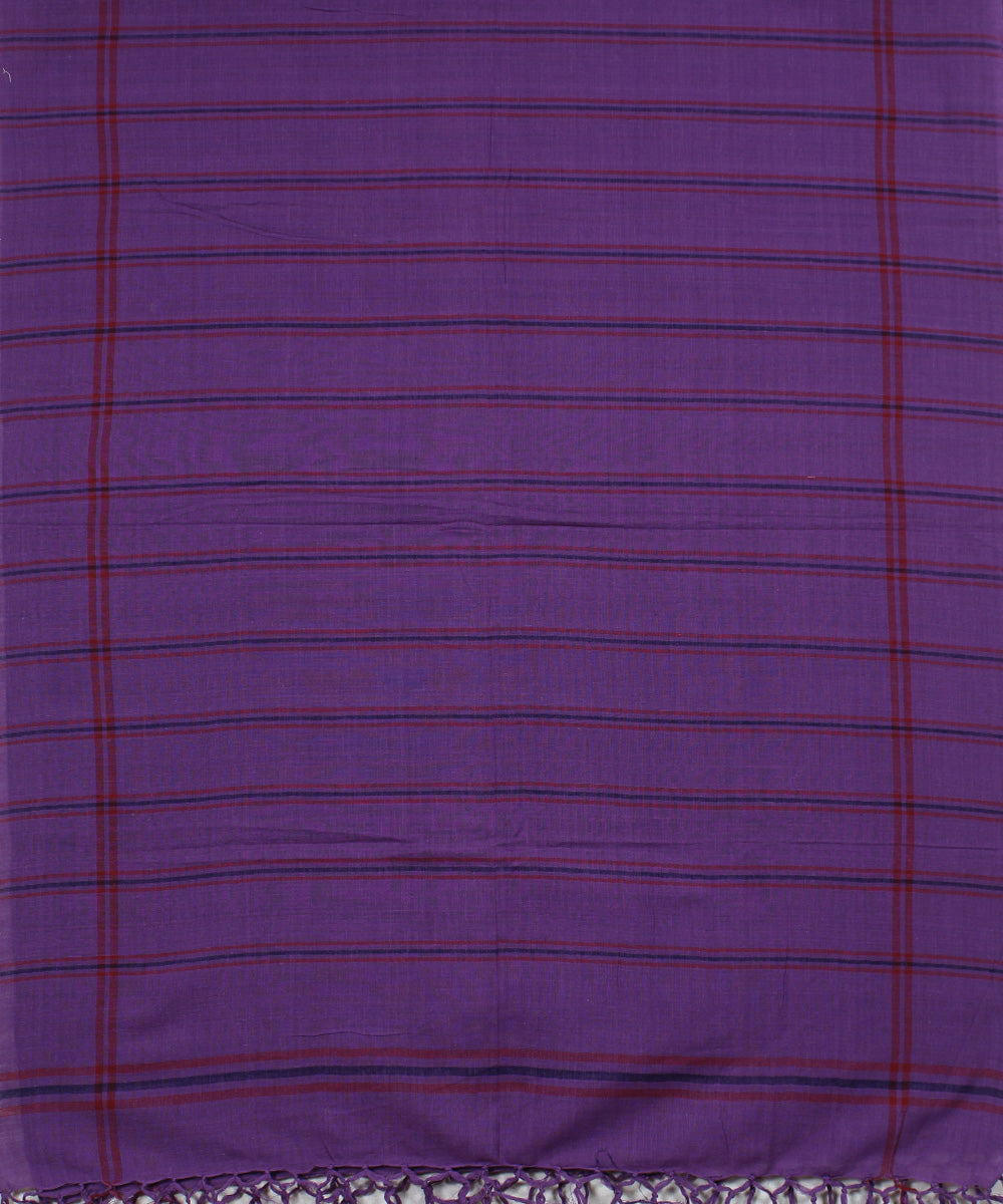 Purple striped handwoven cotton baragaon dupatta