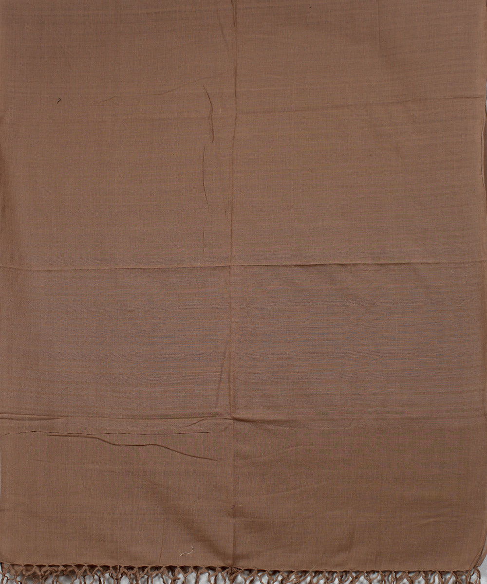 Brown plain handwoven cotton baragaon dupatta