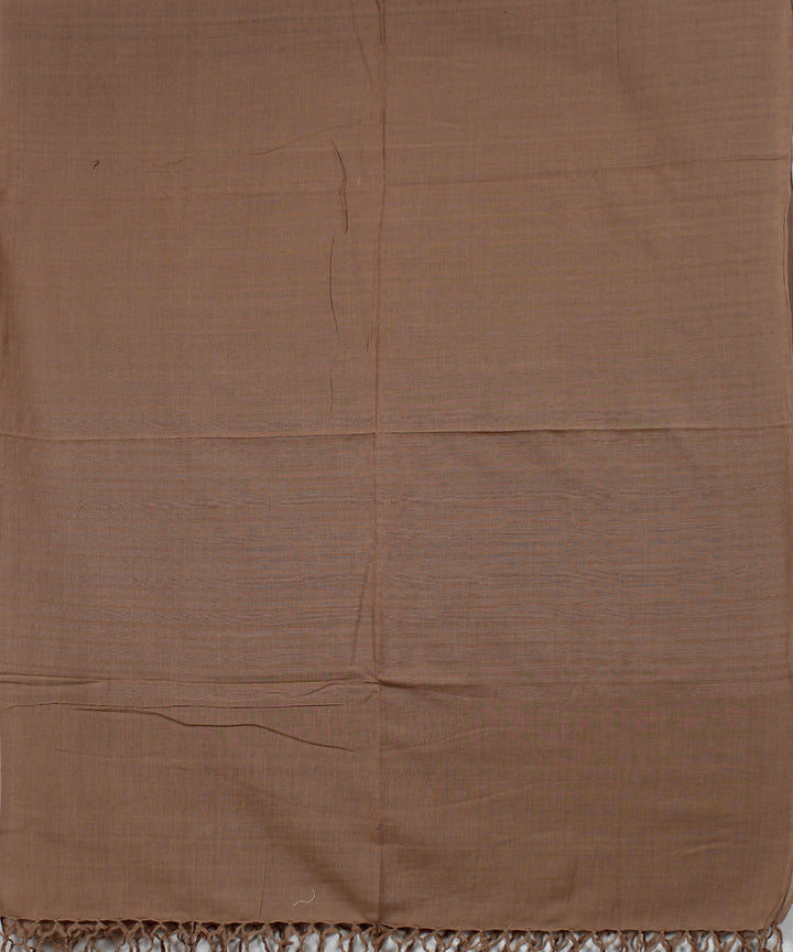 Brown plain handwoven cotton baragaon dupatta