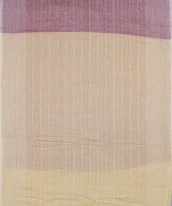 Cream light maroon handwoven cotton baragaon dupatta