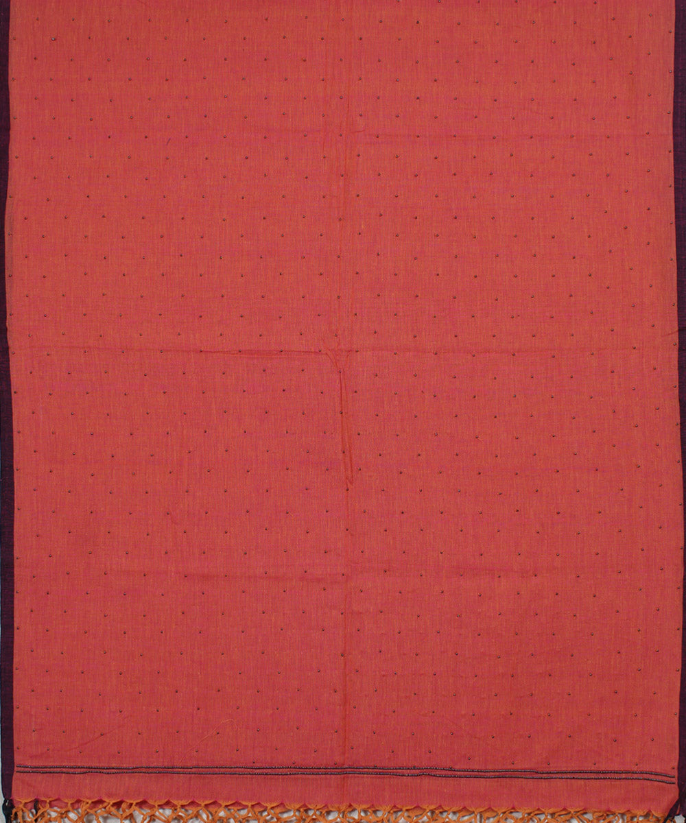 Red orange handwoven cotton baragaon dupatta