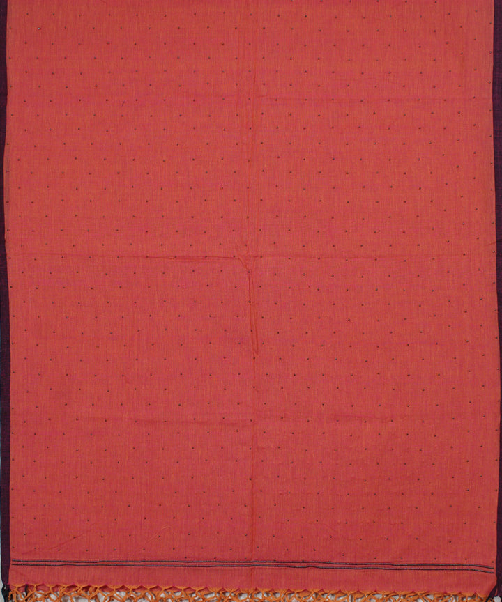 Red orange handwoven cotton baragaon dupatta