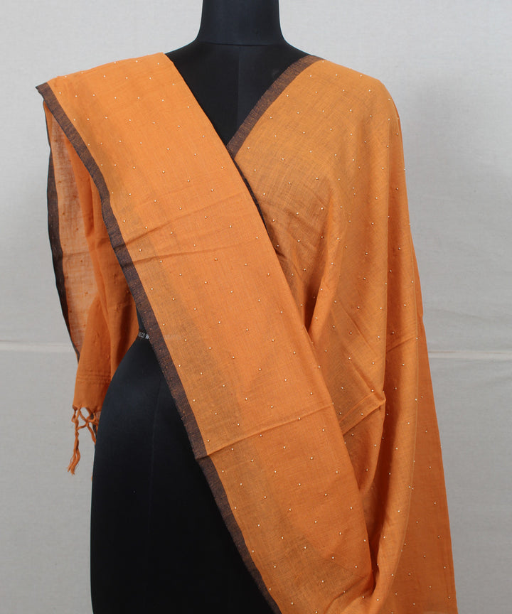 Orange handloom cotton baragaon dupatta
