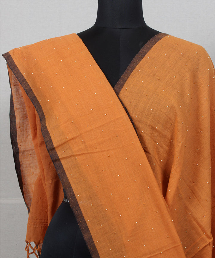 Orange handloom cotton baragaon dupatta