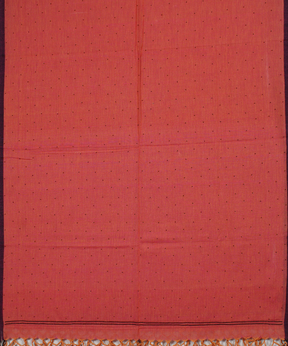 Orange handloom cotton baragaon plain dupatta