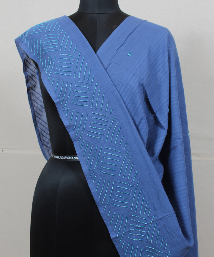 Navy blue baragaon cotton handwoven dupatta