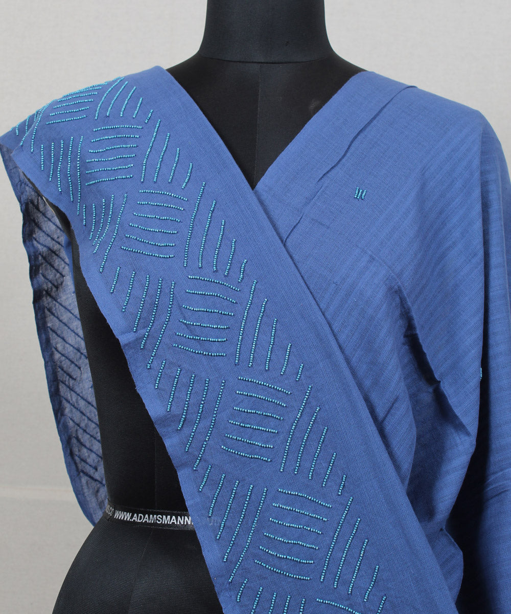 Navy blue baragaon cotton handwoven dupatta