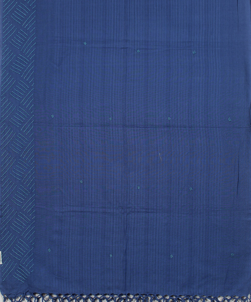 Navy blue baragaon cotton handwoven dupatta