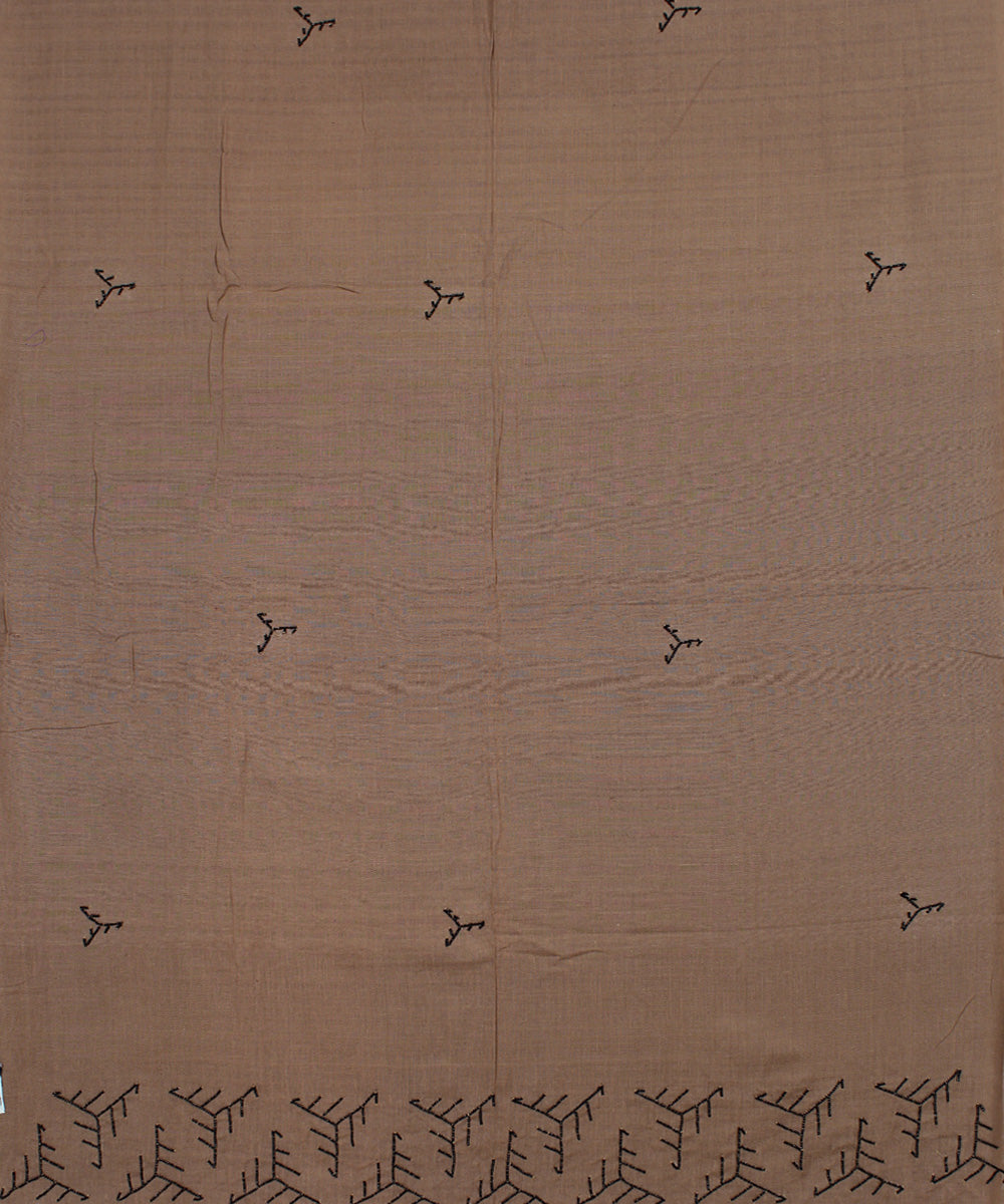 Brown cotton handwoven baragaon dupatta