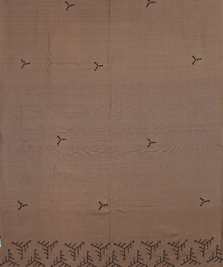 Brown cotton handwoven baragaon dupatta