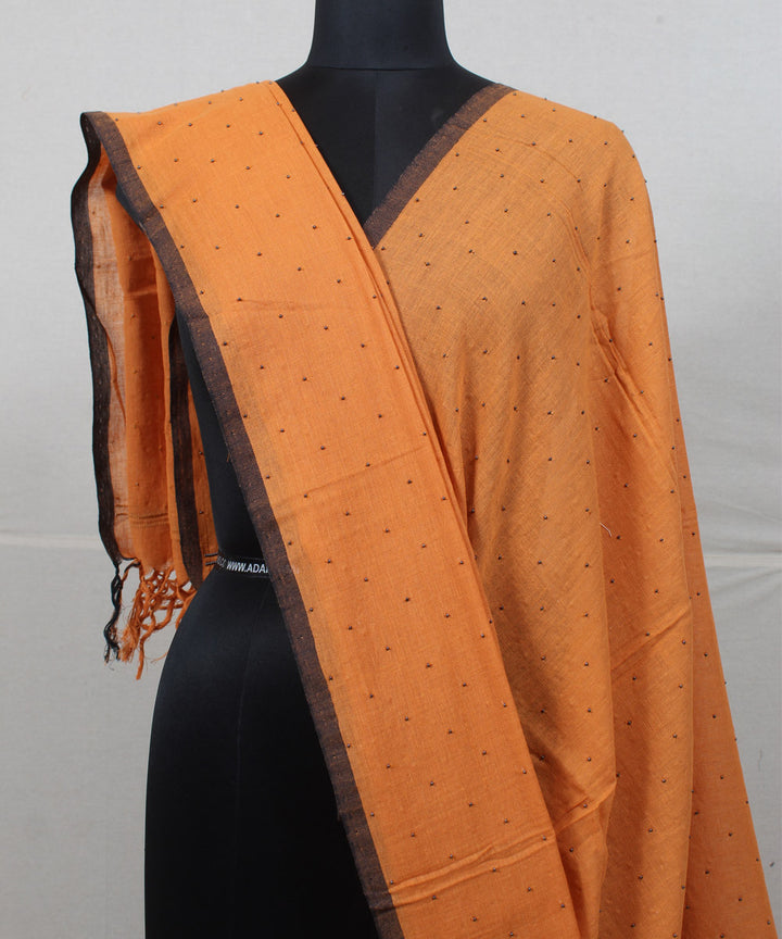 Orange handloom baragaon cotton dupatta