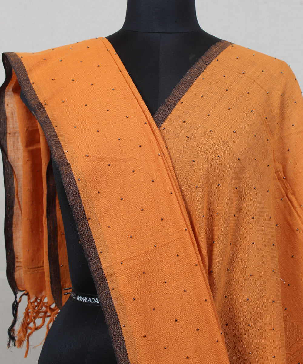 Orange handloom baragaon cotton dupatta