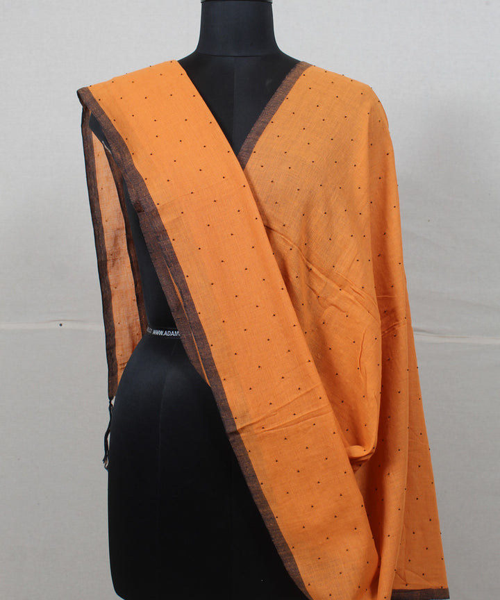 Orange handwoven baragaon cotton dupatta