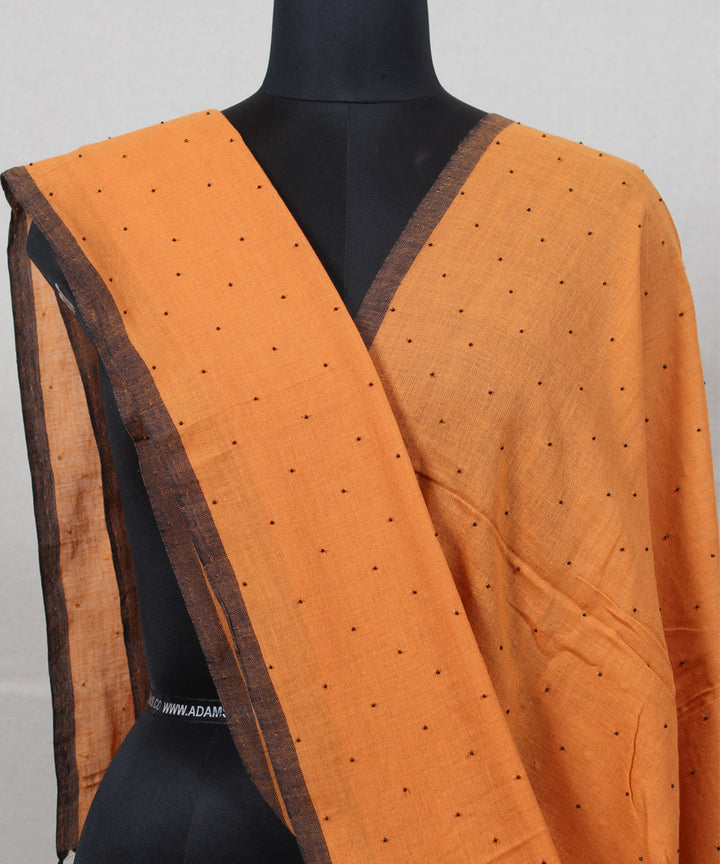 Orange handwoven baragaon cotton dupatta