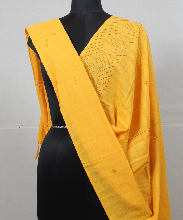 Yellow handloom cotton baragaon dupatta