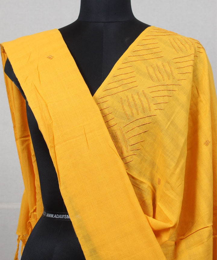 Yellow handloom cotton baragaon dupatta