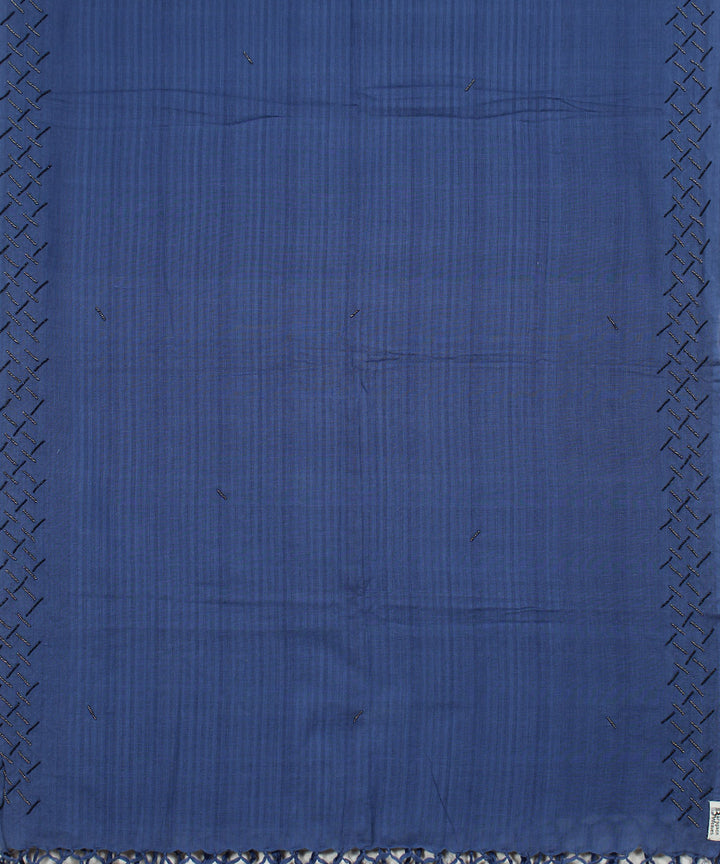 Navy blue handloom cotton baragaon dupatta