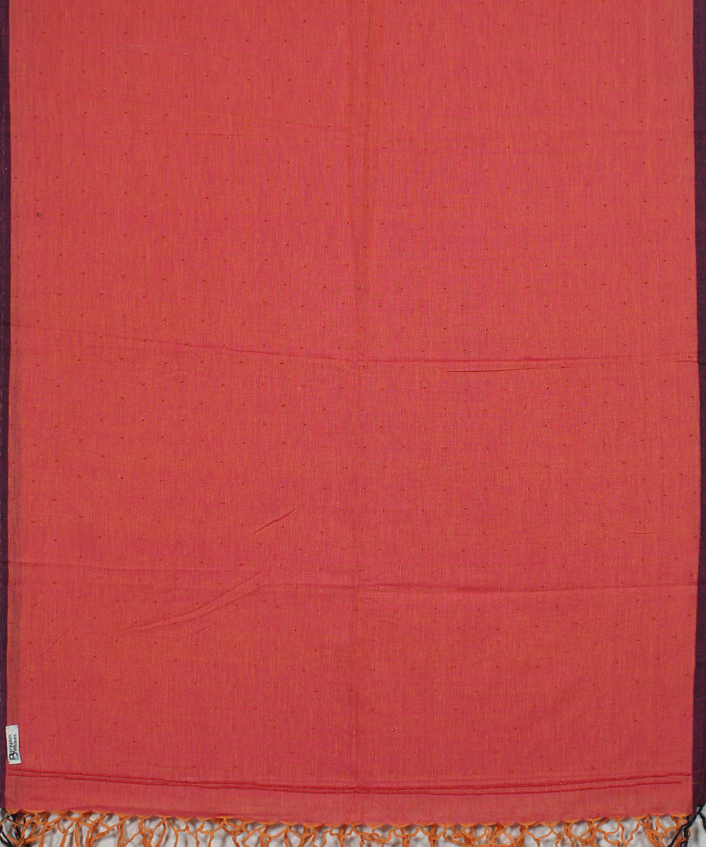 Peach handwoven cotton baragaon dupatta