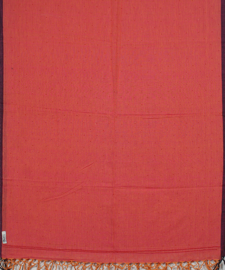 Peach handwoven cotton baragaon dupatta