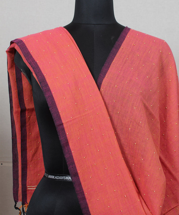 Orange handloom baragaon cotton plain dupatta