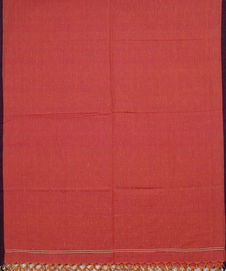 Orange handloom baragaon cotton plain dupatta