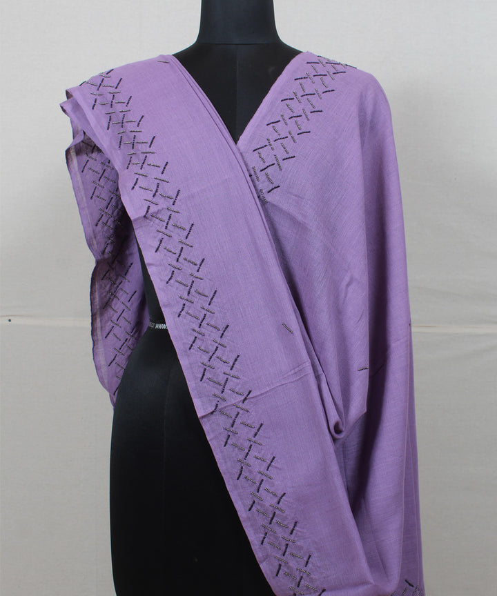Lavender handloom cotton baragaon dupatta