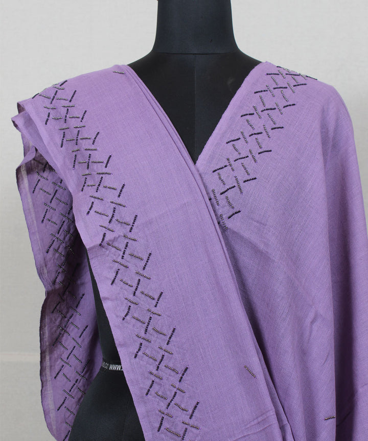 Lavender handloom cotton baragaon dupatta